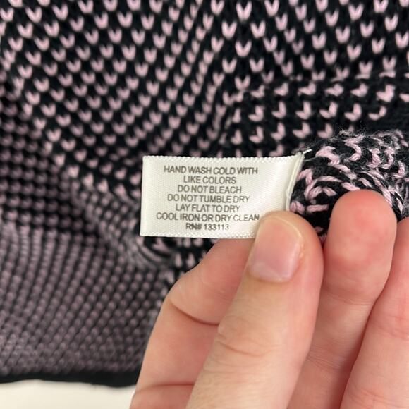 Lisa Todd Bird's Eye Cotton Cashmere Colorblock Knit Raglan Crew Sweater - Small - Picture 10 of 11